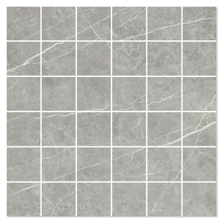 Marmor Mosaik Klinker Prestige Grå Polerad 30x30 (5x5) cm-0